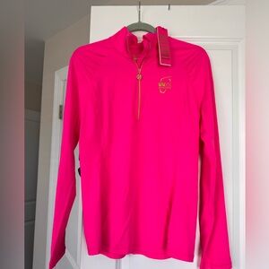 Meryl x Lilly Pulitzer Justine 1/4 Zip  NWT
Pink 
WMPO logo 
Size Large